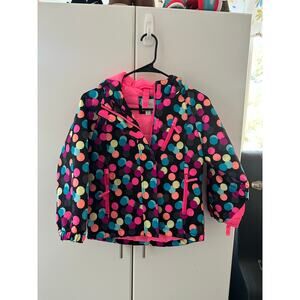 Children's Place 1989 Polka Dot Puffy Jacket Girls Small 5/6 Mitten Straps